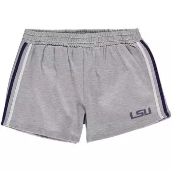 Женские серые шорты с 2 полосками LSU Tigers большого размера с принтом