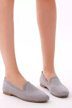 Женские серые трикотажные балетки удобного кроя на плоской подошве TONNY BLACK, серый