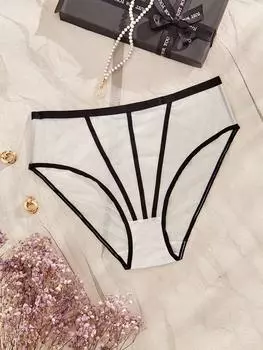 Женские сетчатые трусики больших размеров, 1 шт, черный и белый