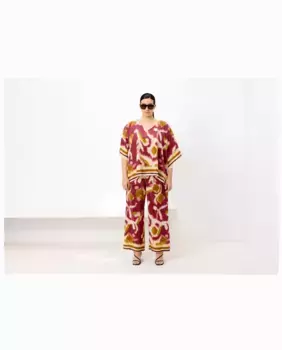 Женские шелковые брюки с принтом Couchel, красный