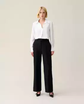 Женские шерстяные костюмные брюки темно-синего цвета Claudie Pierlot, черный