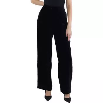 Женские широкие бархатные брюки Lafayette 148 New York, темно-синий