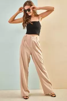 Женские широкие брюки Airobin 3942 Bianco Lucci, бежевый