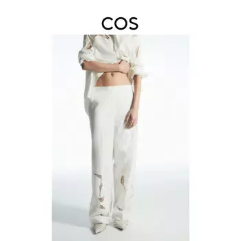 Женские широкие брюки Cos с вышивкой, белый