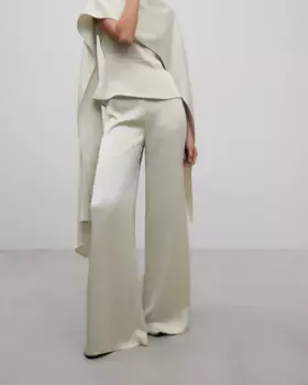 Женские широкие брюки цвета экрю с застежкой-молнией Adolfo Dominguez