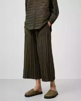 Женские широкие брюки длиной до щиколотки со складками Adolfo Dominguez, зеленый