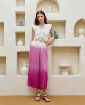 Женские широкие брюки глубокого крашения Green Coast, цвет Buganvilla