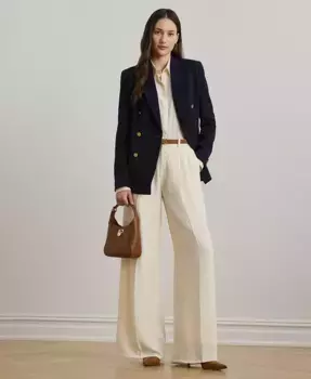 Женские широкие брюки из двустороннего жоржета Lauren Ralph Lauren, белый