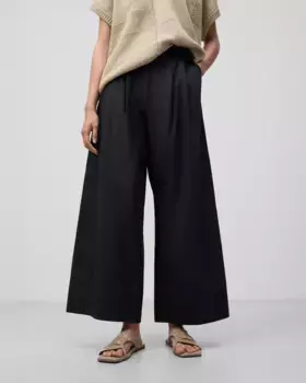 Женские широкие брюки из хлопка с двойными складками Adolfo Dominguez, черный