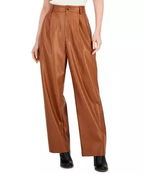 Женские широкие брюки из искусственной кожи Tommy Hilfiger, коричневый