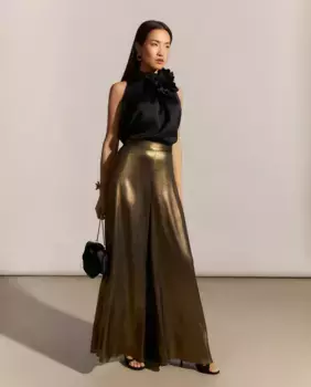 Женские широкие брюки из ламе Woman Fiesta El Corte Ingls, золотой