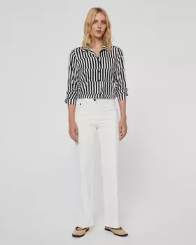 Женские широкие брюки из необработанного габардина с накладными карманами Paz Torras, цвет Crudo