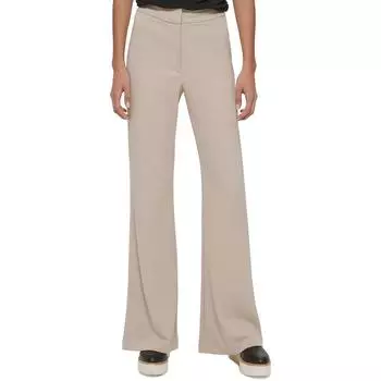 Женские широкие брюки из полиэстера с высокой талией DKNY, цвет sandalwood