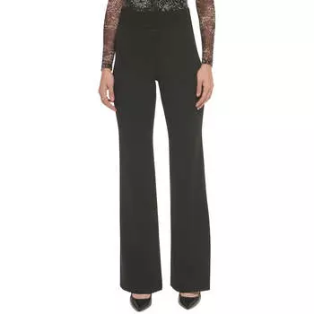 Женские широкие брюки из полиэстера с высокой талией DKNY, черный