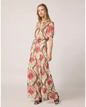 Женские широкие брюки из струящегося материала с принтом Naf Naf, розовый