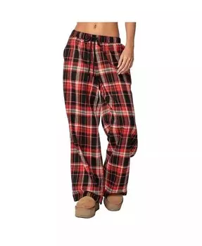 Женские широкие брюки Lounge Around Plaid Edikted, красный