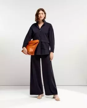 Женские широкие брюки миланского трикотажа El Corte Ingls, темно-синий