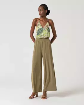 Женские широкие брюки на резинке Surkana, цвет Kaki