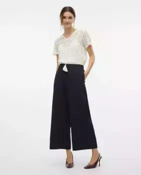Женские широкие брюки с эластичной резинкой на талии Vero Moda, черный