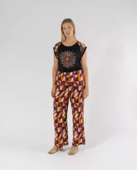 Женские широкие брюки с геометрическим принтом October, мультиколор