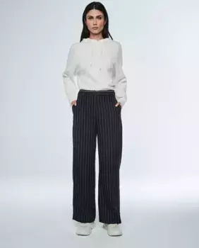 Женские широкие брюки с карманами и полоской & Me Unlimited, темно-синий