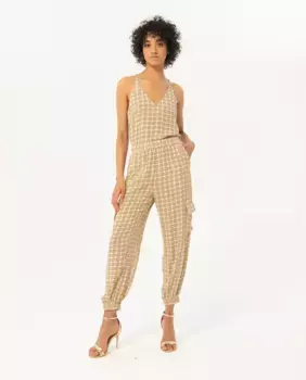 Женские широкие брюки с принтом и карманами-карго Surkana, бежевый