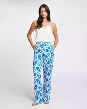 Женские широкие брюки с принтом и карманами Morgan, синий