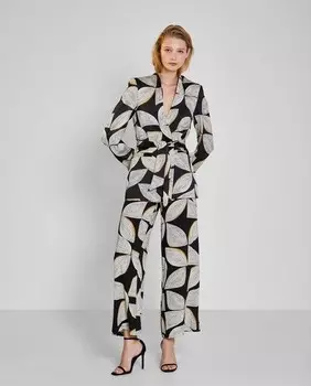 Женские широкие брюки с принтом в виде листьев Trucco, мультиколор