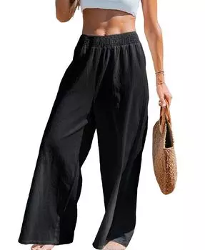 Женские широкие брюки с присборенными штанинами Sunshine CUPSHE, черный