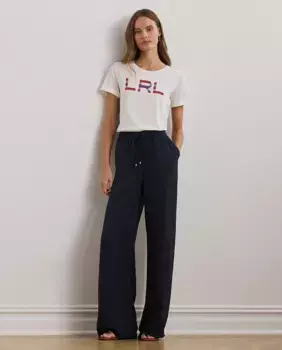 Женские широкие брюки с регулируемым шнурком на талии Lauren Ralph Lauren, тёмно-синий