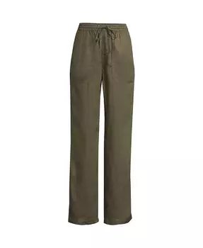 Женские широкие брюки с высокой посадкой TENCEL Lands' End, зеленый
