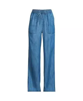 Женские широкие брюки с высокой посадкой TENCEL Lands' End, цвет Soft indigo