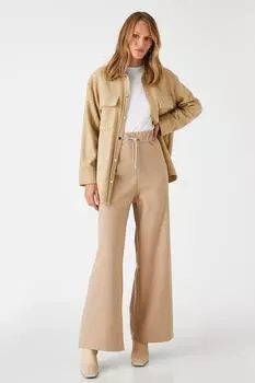 Женские широкие брюки с завязками на талии Koton, бежевый