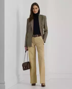 Женские широкие брюки с завышенной талией и складками Lauren Ralph Lauren, бежевый