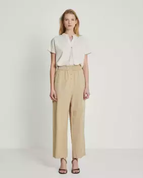 Женские широкие брюки с завышенной талией и рюшами Trucco, бежевый