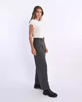 Женские широкие брюки с завышенной талией и поясом Lili Sidonio, серый
