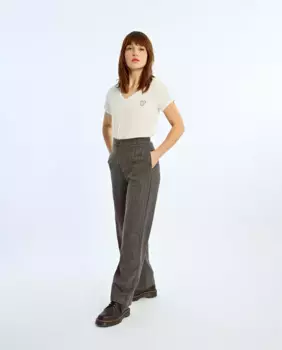 Женские широкие брюки с завышенной талией и полосатым принтом Lili Sidonio, серый