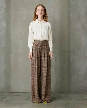 Женские широкие брюки с завышенной талией и застежкой на пуговицы Maksu, мультиколор