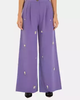 Женские широкие брюки со складками и завышенной талией Alma en Pena, фиолетовый