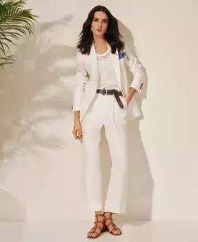 Женские широкие брюки со складками из льняного твила Lauren Ralph Lauren, белый