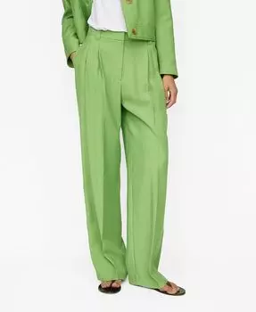 Женские широкие брюки со складками MANGO, цвет Green