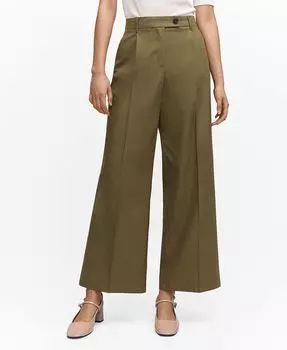Женские широкие брюки со складками MANGO, цвет Green