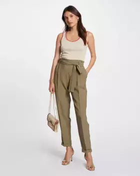 Женские широкие брюки свободного кроя с поясом Morgan, цвет Kaki