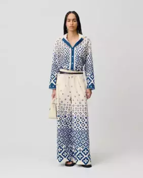 Женские широкие брюки свободного кроя с принтом Claudie Pierlot, синий