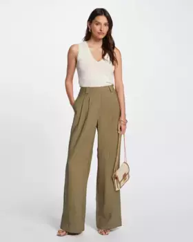 Женские широкие брюки свободного кроя с завышенной талией Morgan, цвет Kaki