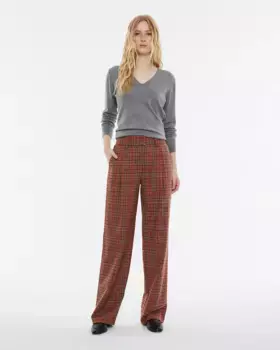 Женские широкие брюки в клетку с завышенной талией Andam, красный