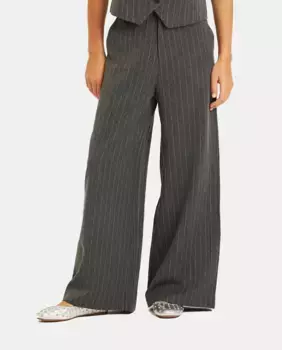 Женские широкие брюки в тонкую полоску Alma en Pena, серый