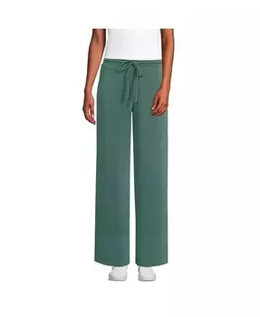 Женские широкие брюки вязки купро со средней посадкой Lands' End, зеленый