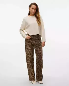 Женские широкие джинсы с леопардовым принтом Vero Moda, коричневый