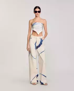 Женские широкие джинсы с полосатым принтом Sandro, белый